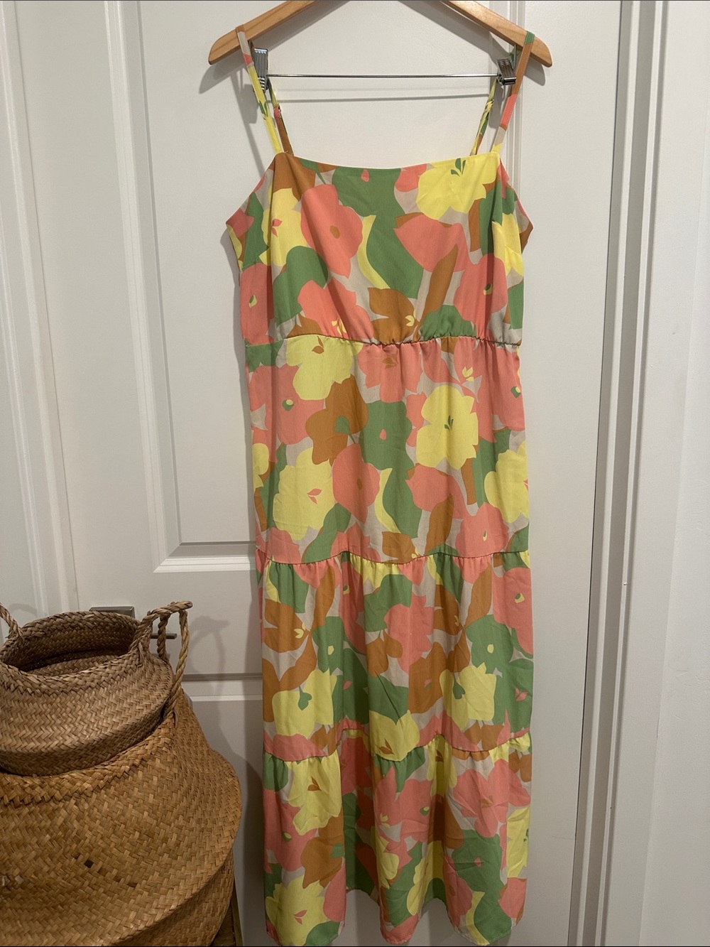 Women Floral Sundress - Yellow, Pink & Green
